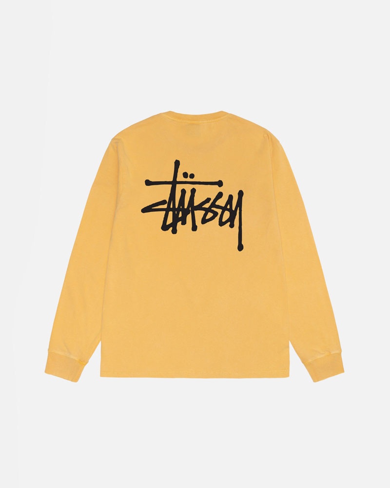 T Shirts Stussy Basic Stüssy LS Pigment Dyed Orange | BBP-79246692