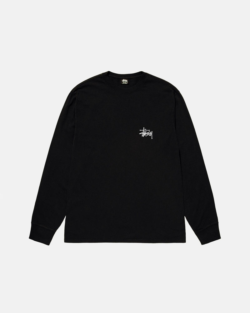 T Shirts Stussy Basic Stüssy LS Noir | MRZ-60982745