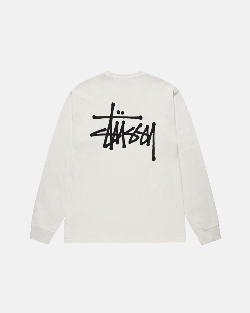 T Shirts Stussy Basic Stüssy LS Pigment Dyed Beige | MOP-25890745