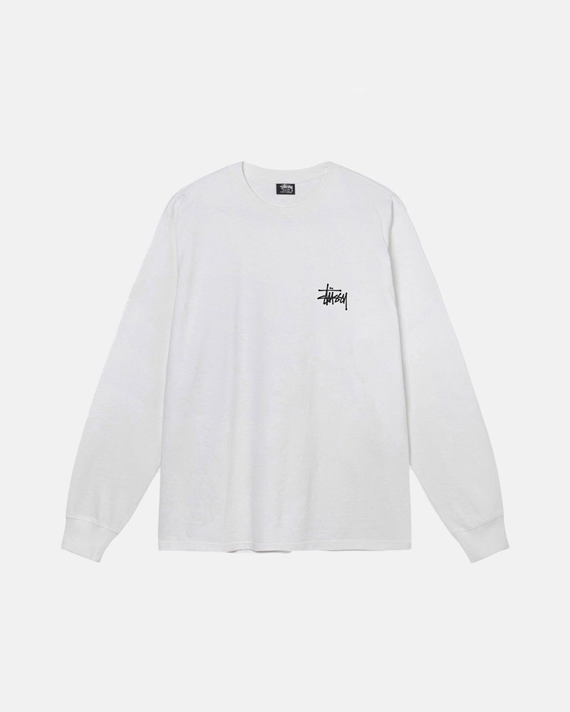 T Shirts Stussy Basic Stüssy LS Blanche | ILN-67643896