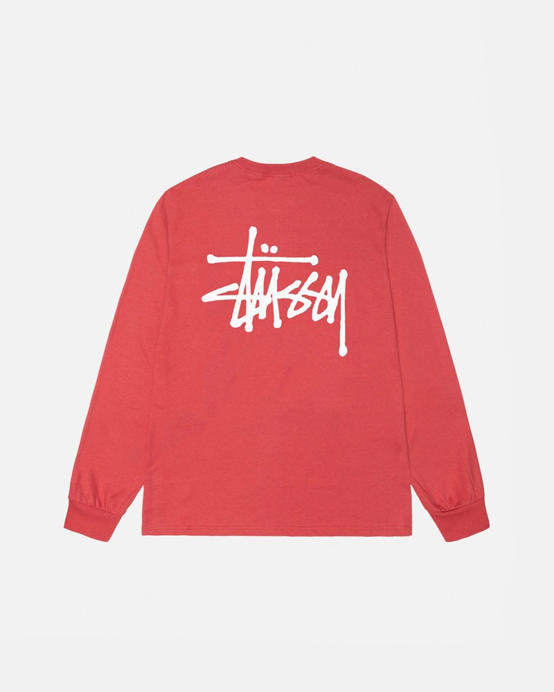 T Shirts Stussy Basic Stüssy LS Rouge | IMQ-64379753