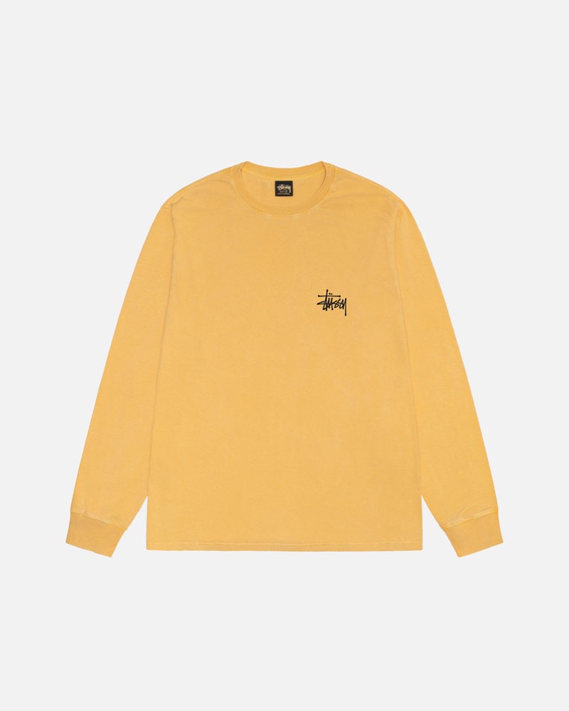 T Shirts Stussy Basic Stüssy LS Pigment Dyed Orange | BBP-79246692