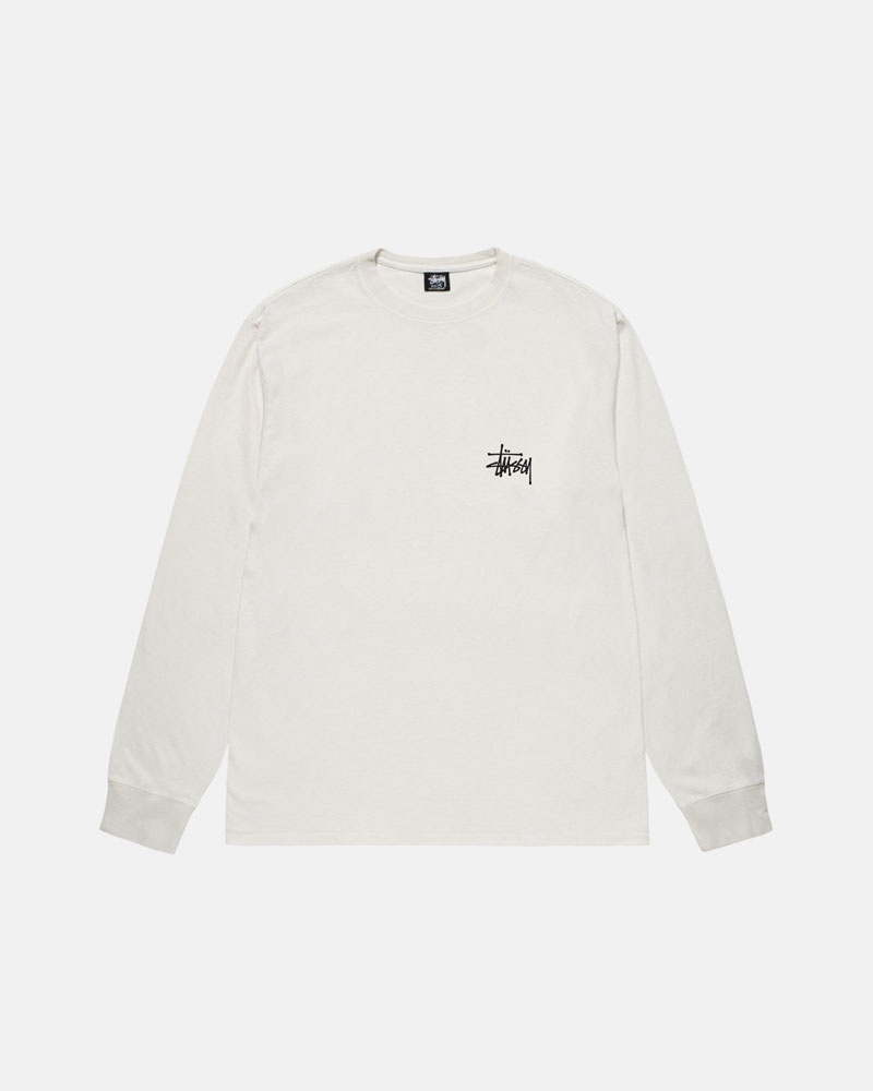 T Shirts Stussy Basic Stüssy LS Pigment Dyed Beige | MOP-25890745