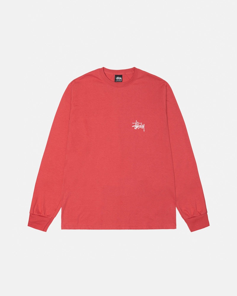 T Shirts Stussy Basic Stüssy LS Rouge | IMQ-64379753