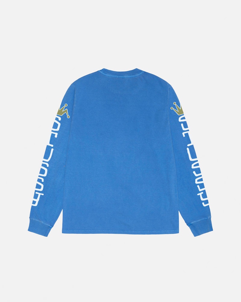 T Shirts Stussy Jumbo LS Pigment Dyed Bleu | IWN-73067112