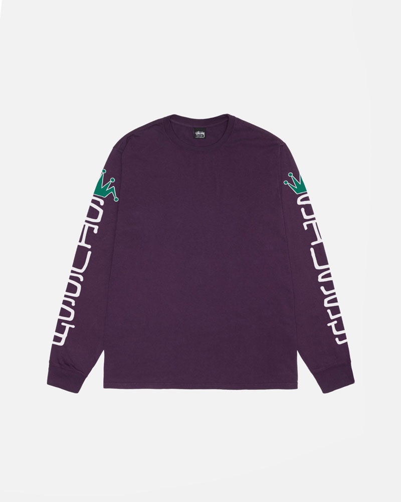 T Shirts Stussy Jumbo LS Pigment Dyed Violette | HLU-43672248