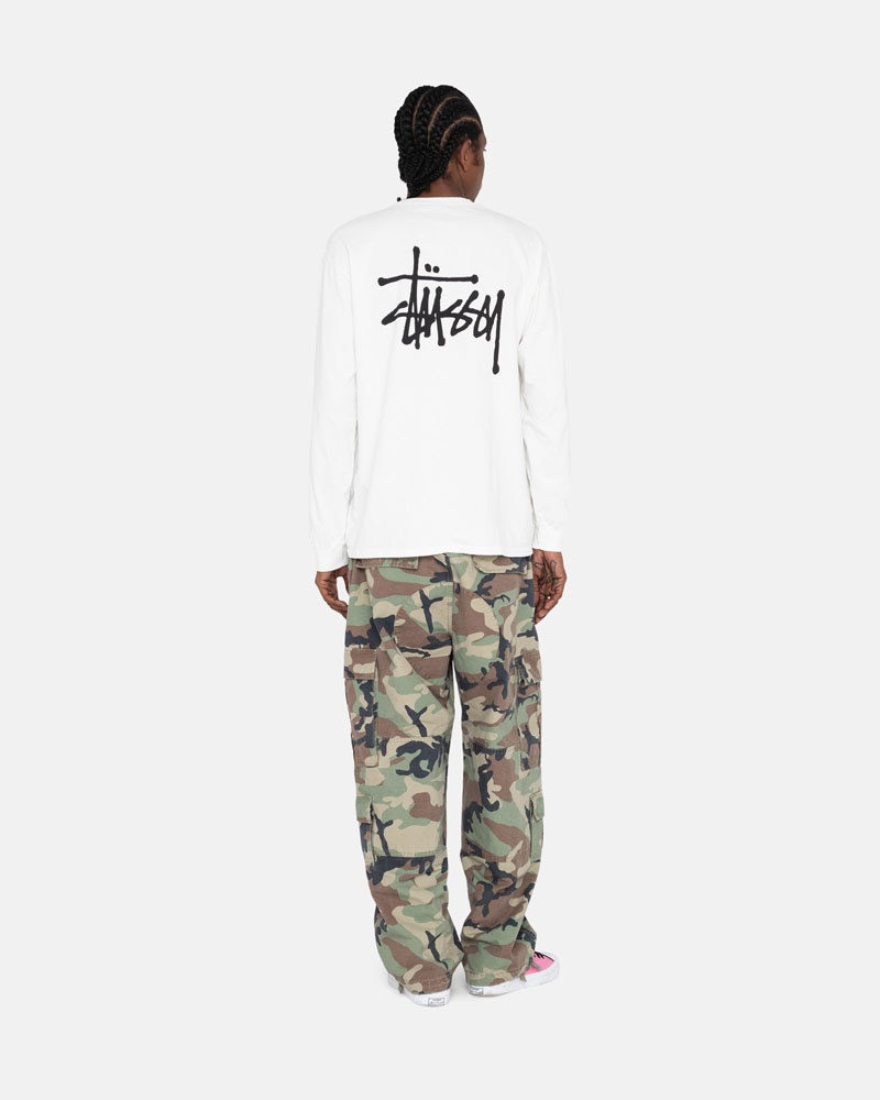 T Shirts Stussy Basic Stüssy LS Blanche | ILN-67643896