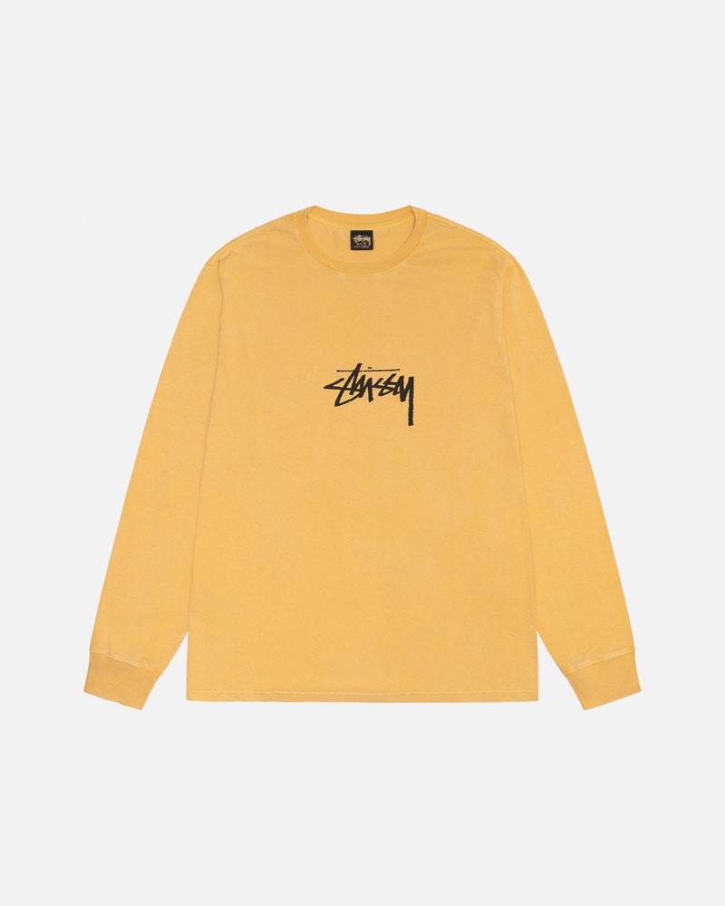 T Shirts Stussy Small Stock LS Pigment Dyed Orange | SHU-56176832