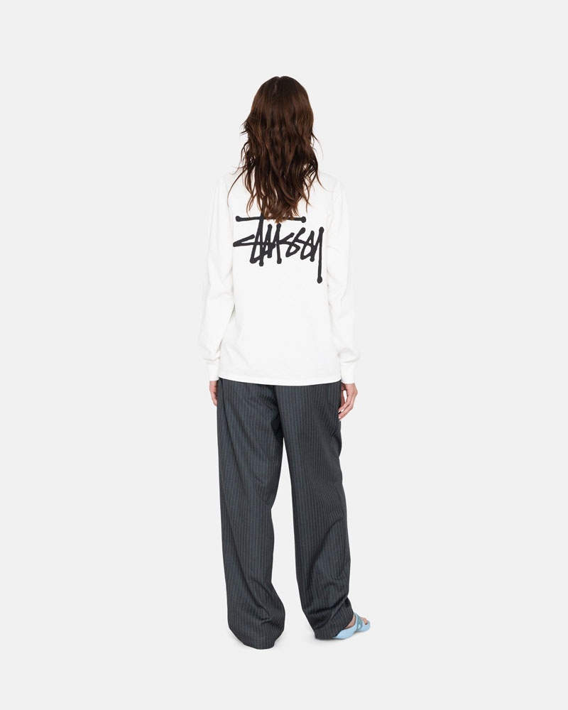 T Shirts Stussy Basic Stüssy LS Blanche | ILN-67643896