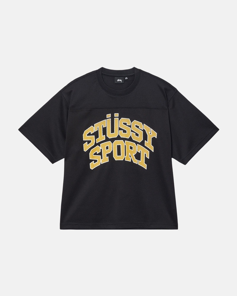 T Shirts Stussy Sport Mesh Football Jersey Noir | QTO-20648640