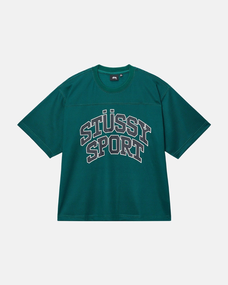 T Shirts Stussy Sport Mesh Football Jersey Vert | HOL-56006871