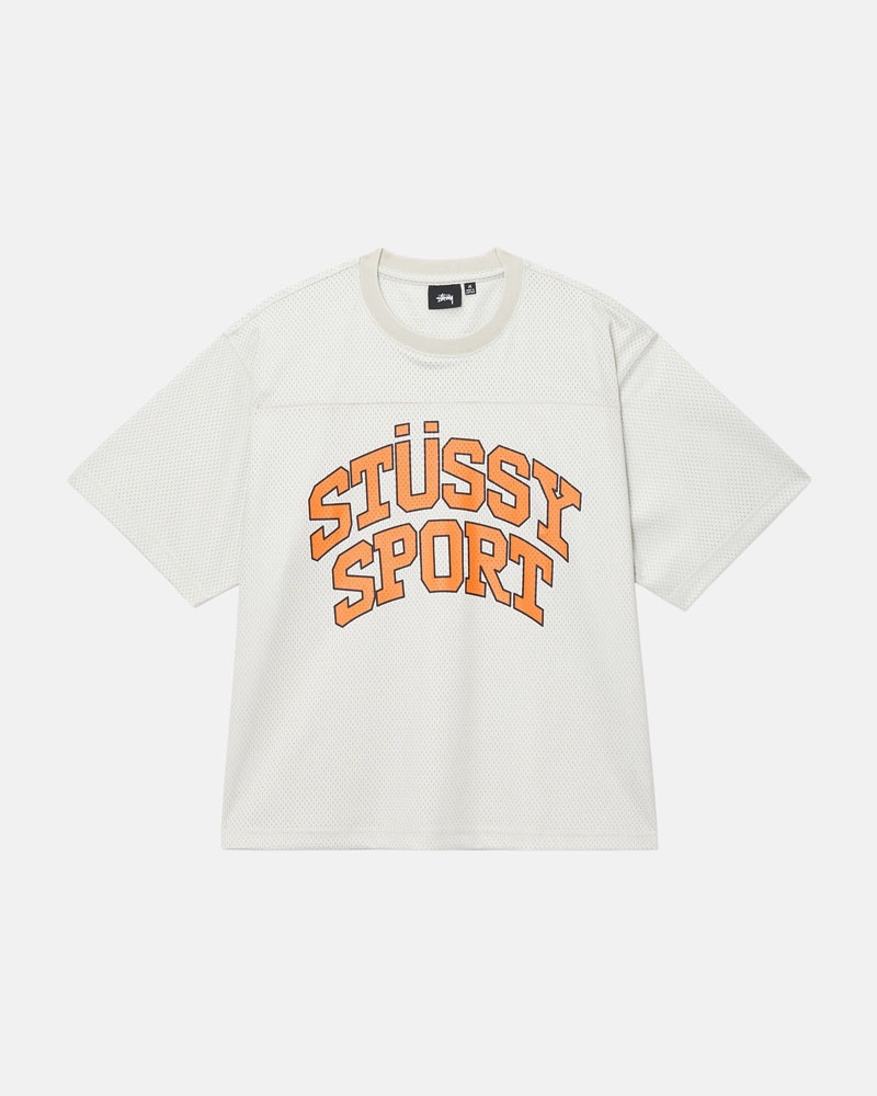 T Shirts Stussy Sport Mesh Football Jersey Beige | RTF-62342825