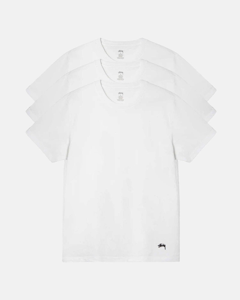 T Shirts Stussy Undershirts Blanche | JZT-25183822