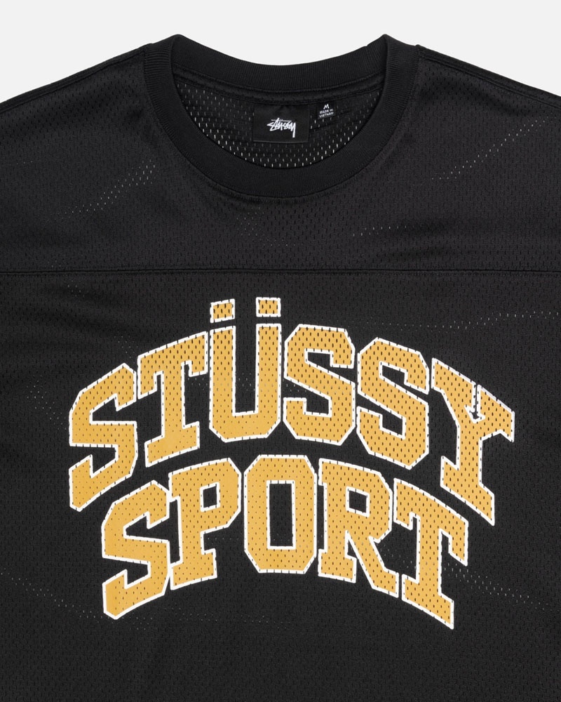 T Shirts Stussy Sport Mesh Football Jersey Noir | QTO-20648640