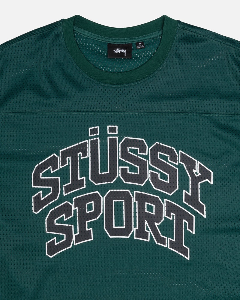 T Shirts Stussy Sport Mesh Football Jersey Vert | HOL-56006871