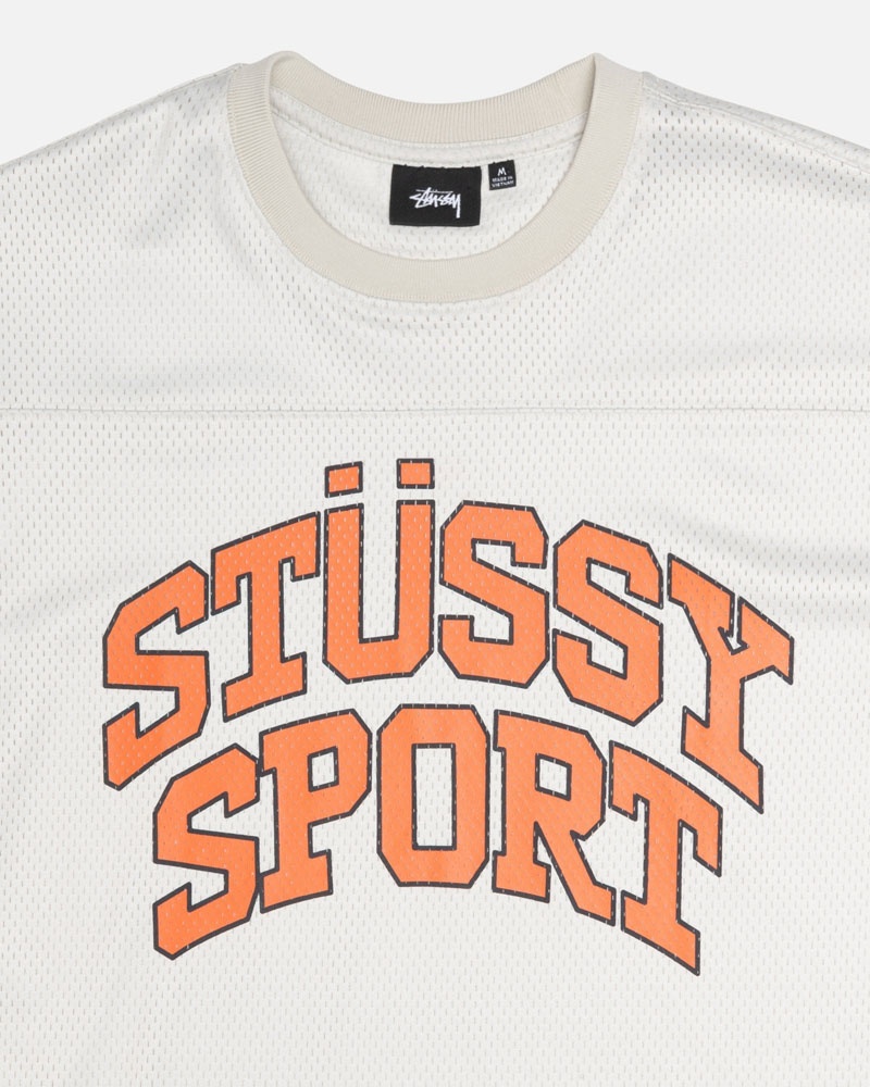 T Shirts Stussy Sport Mesh Football Jersey Beige | RTF-62342825