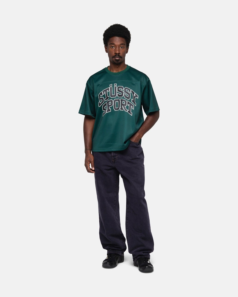 T Shirts Stussy Sport Mesh Football Jersey Vert | HOL-56006871