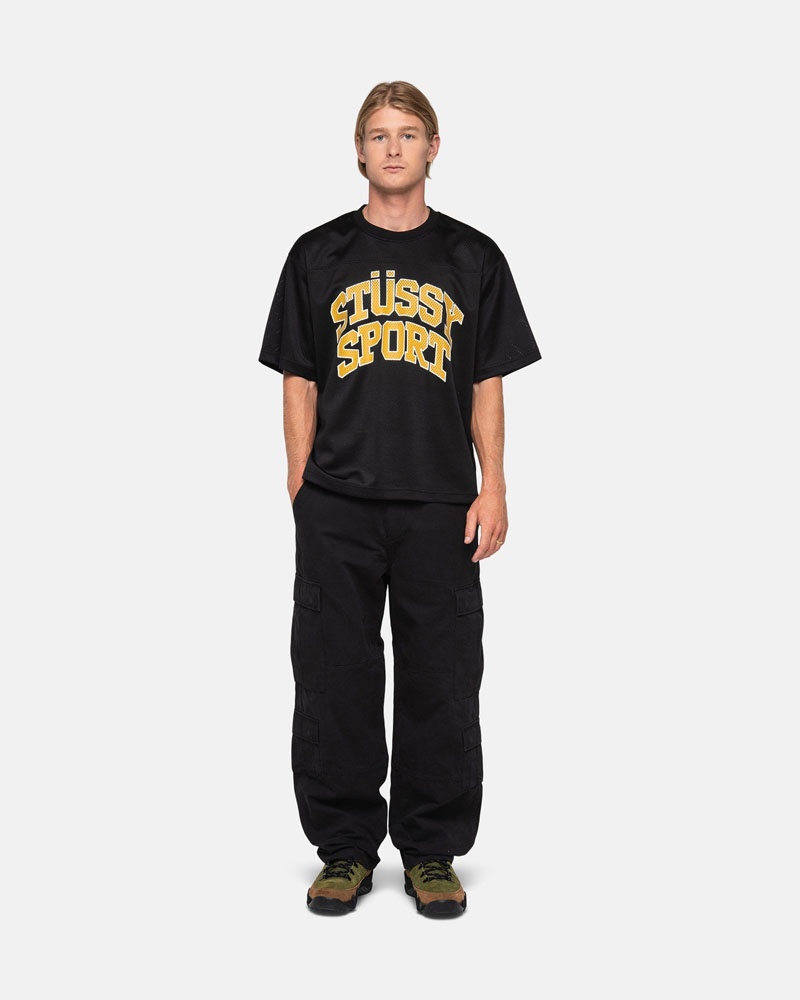 T Shirts Stussy Sport Mesh Football Jersey Noir | QTO-20648640