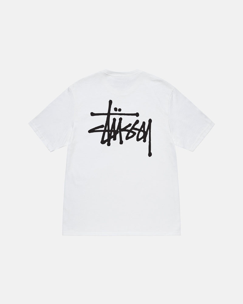 T Shirts Stussy Basic Stüssy Blanche | DDK-25261258