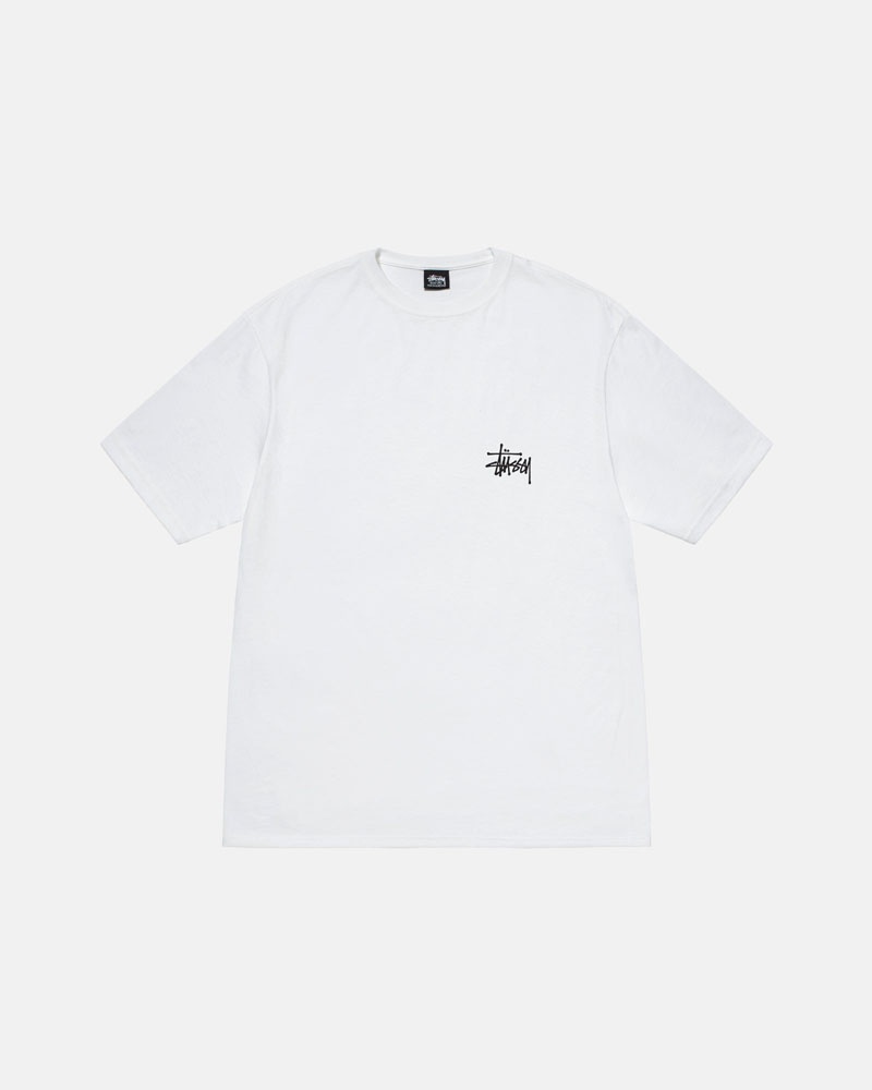 T Shirts Stussy Basic Stüssy Blanche | DDK-25261258