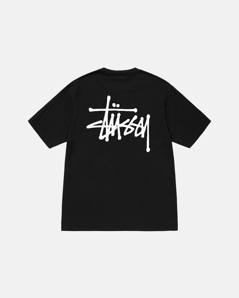 T Shirts Stussy Basic Stüssy Pigment Dyed Noir | IPV-29884731