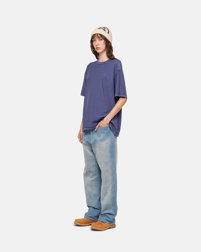 T Shirts Stussy Lazy Bleu Foncé | YLX-31931749