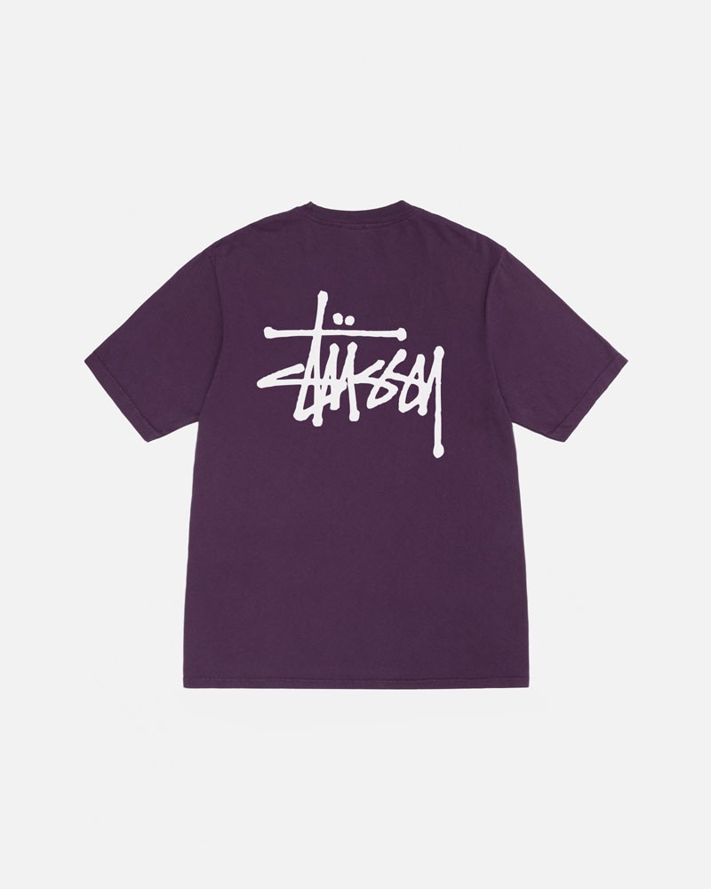 T Shirts Stussy Basic Stüssy Pigment Dyed Violette | IRG-64138653