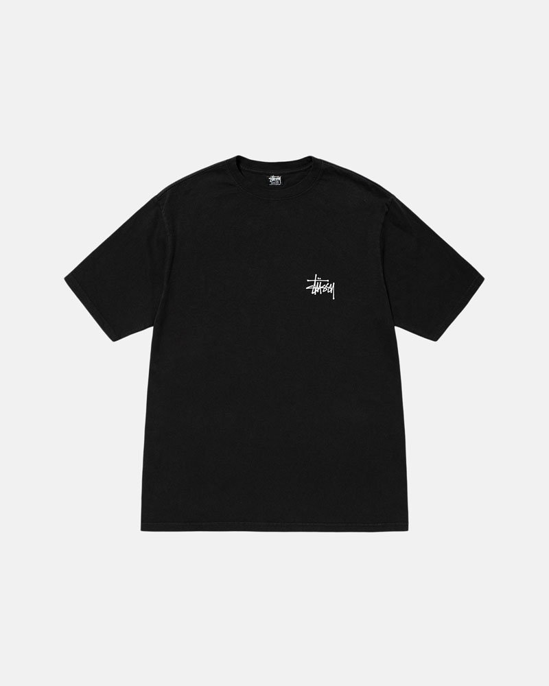 T Shirts Stussy Basic Stüssy Pigment Dyed Noir | IPV-29884731