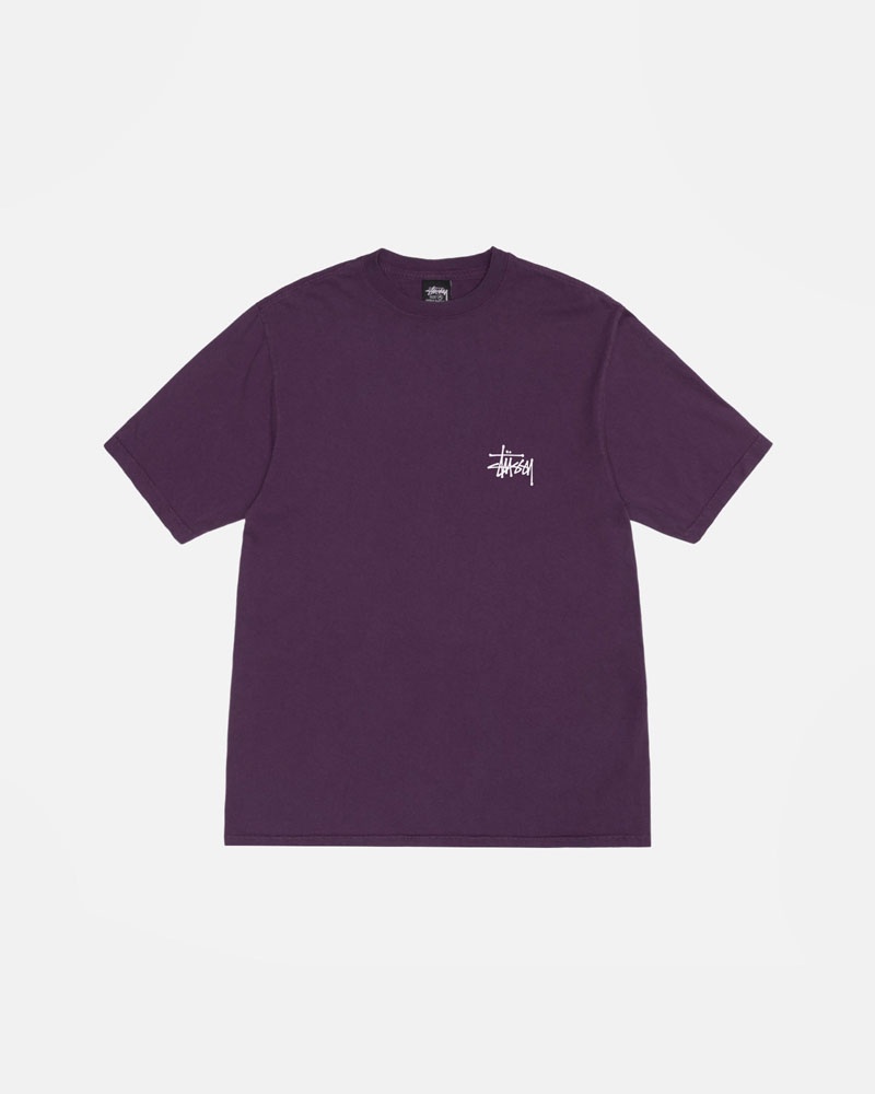 T Shirts Stussy Basic Stüssy Pigment Dyed Violette | IRG-64138653