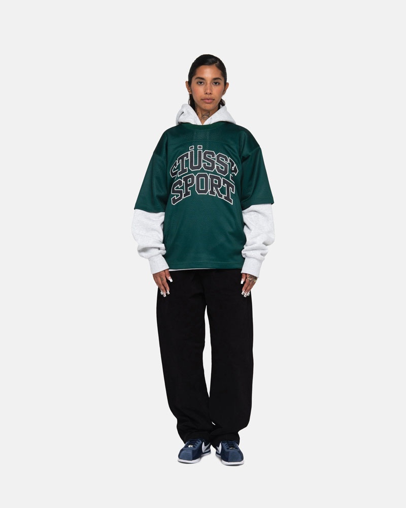 T Shirts Stussy Sport Mesh Football Jersey Vert | HOL-56006871