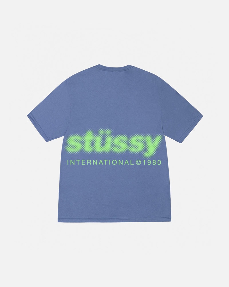 T Shirts Stussy Blur Bleu | DUE-04230886