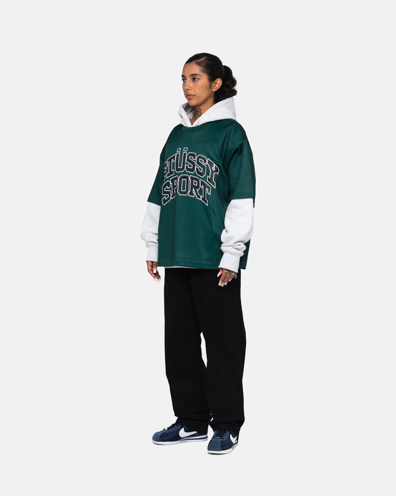 T Shirts Stussy Sport Mesh Football Jersey Vert | HOL-56006871