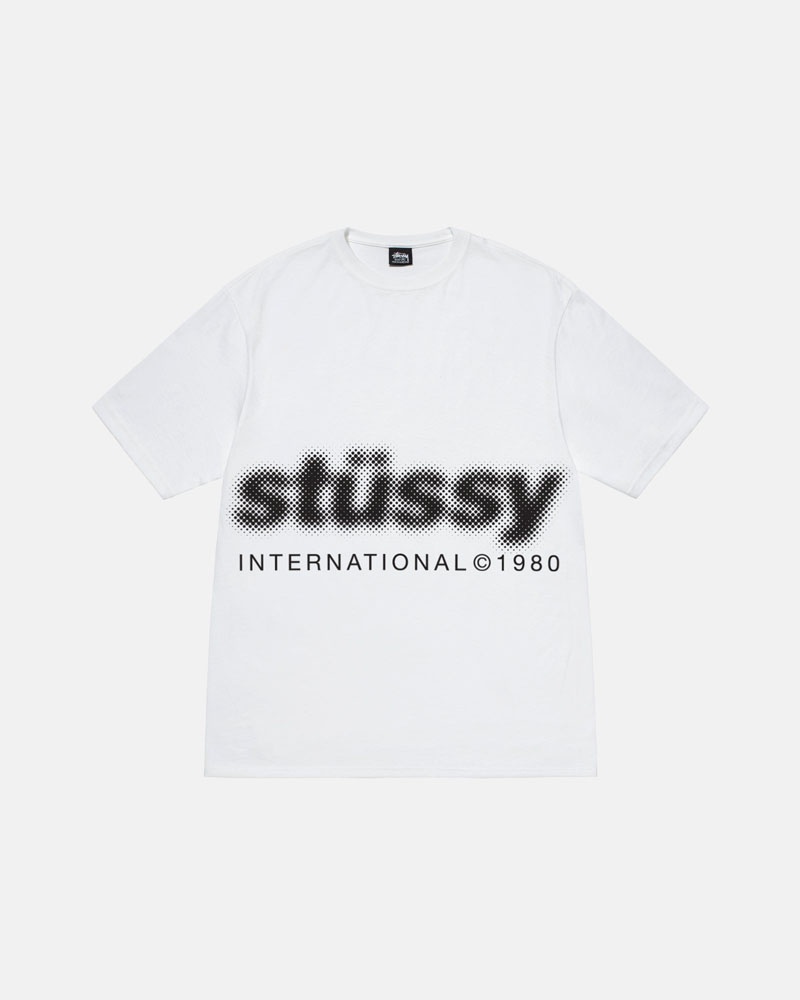 T Shirts Stussy Blur Blanche | MSR-06512306