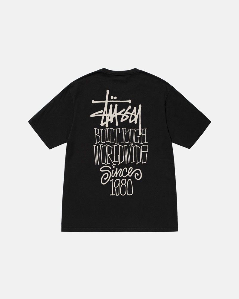 T Shirts Stussy Built Tough Pigment Dyed Noir | VJW-60831475