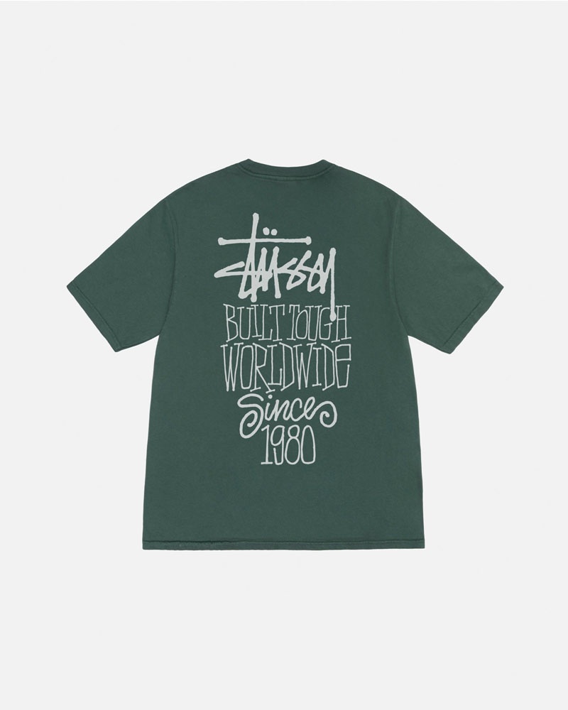 T Shirts Stussy Built Tough Pigment Dyed Vert | FOK-26609271