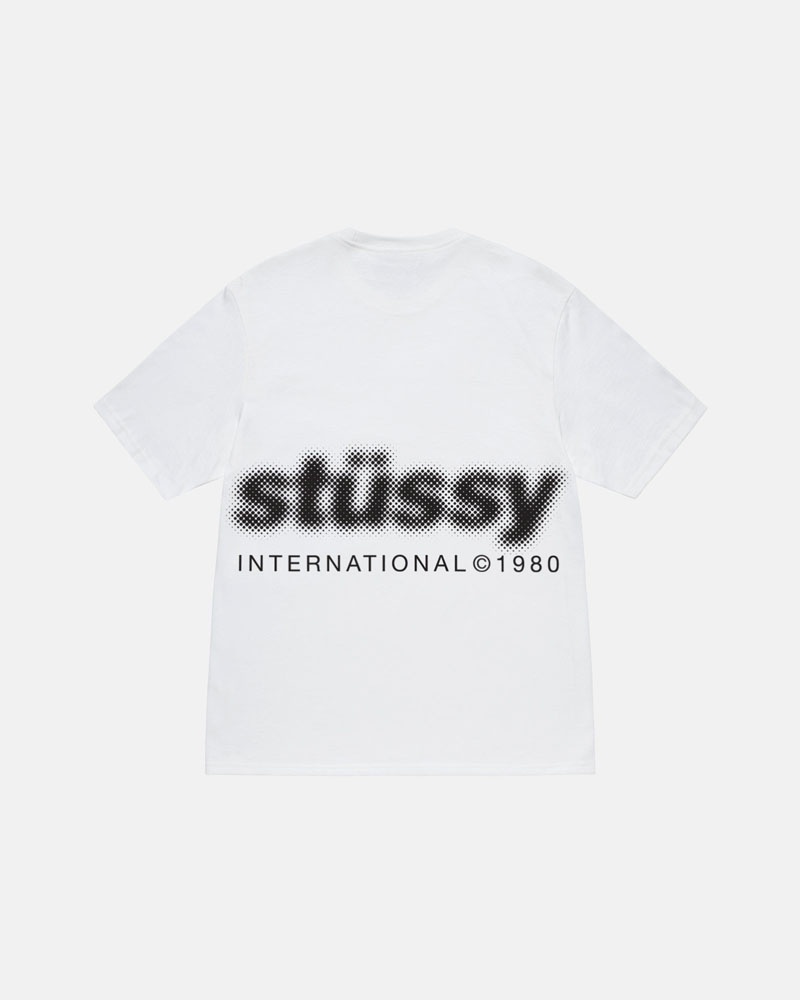 T Shirts Stussy Blur Blanche | MSR-06512306