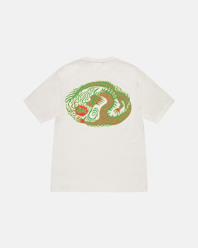 T Shirts Stussy Mosaic Dragon Pigment Dyed Beige | BEA-42863349