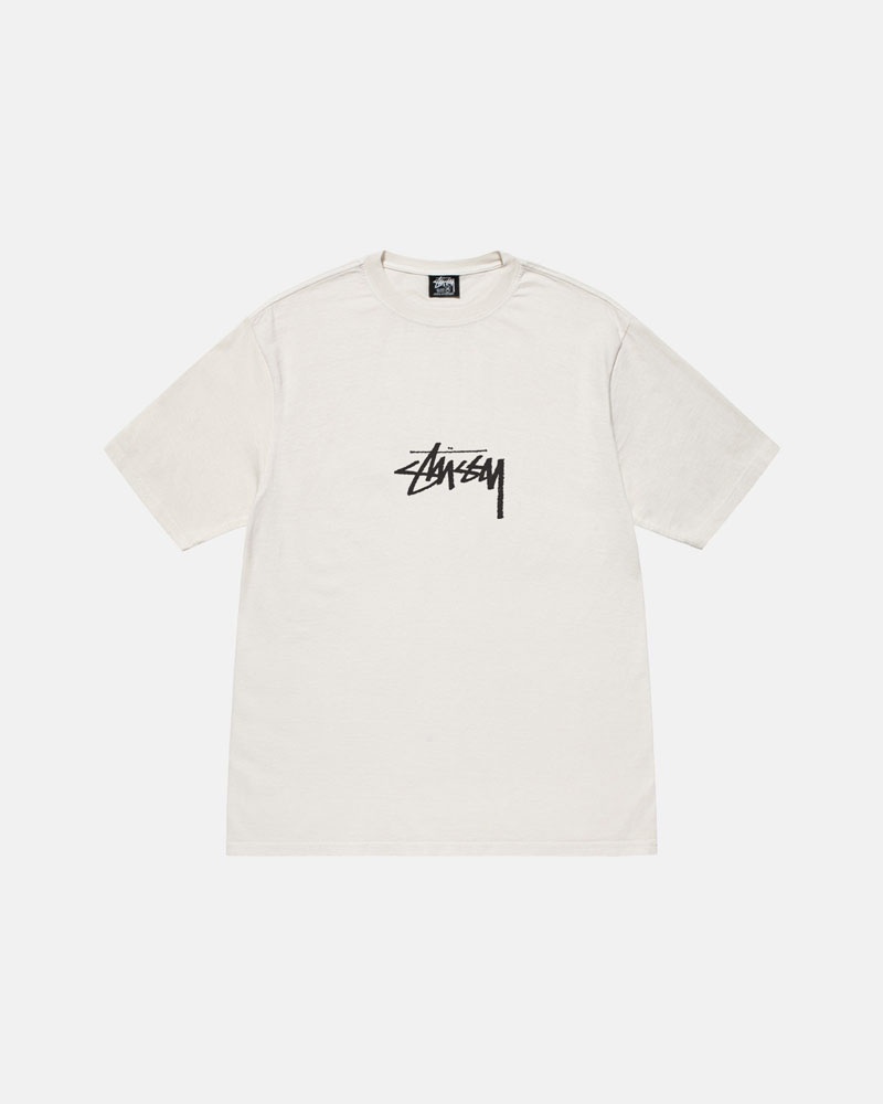 T Shirts Stussy Small Stock Pigment Dyed Beige | AUH-40741775