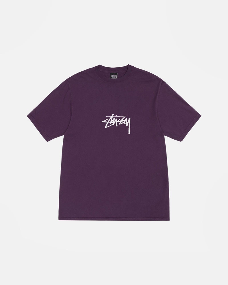 T Shirts Stussy Small Stock Pigment Dyed Violette | TIB-41960551