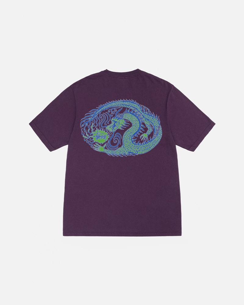 T Shirts Stussy Mosaic Dragon Pigment Dyed Violette | NBC-94476844