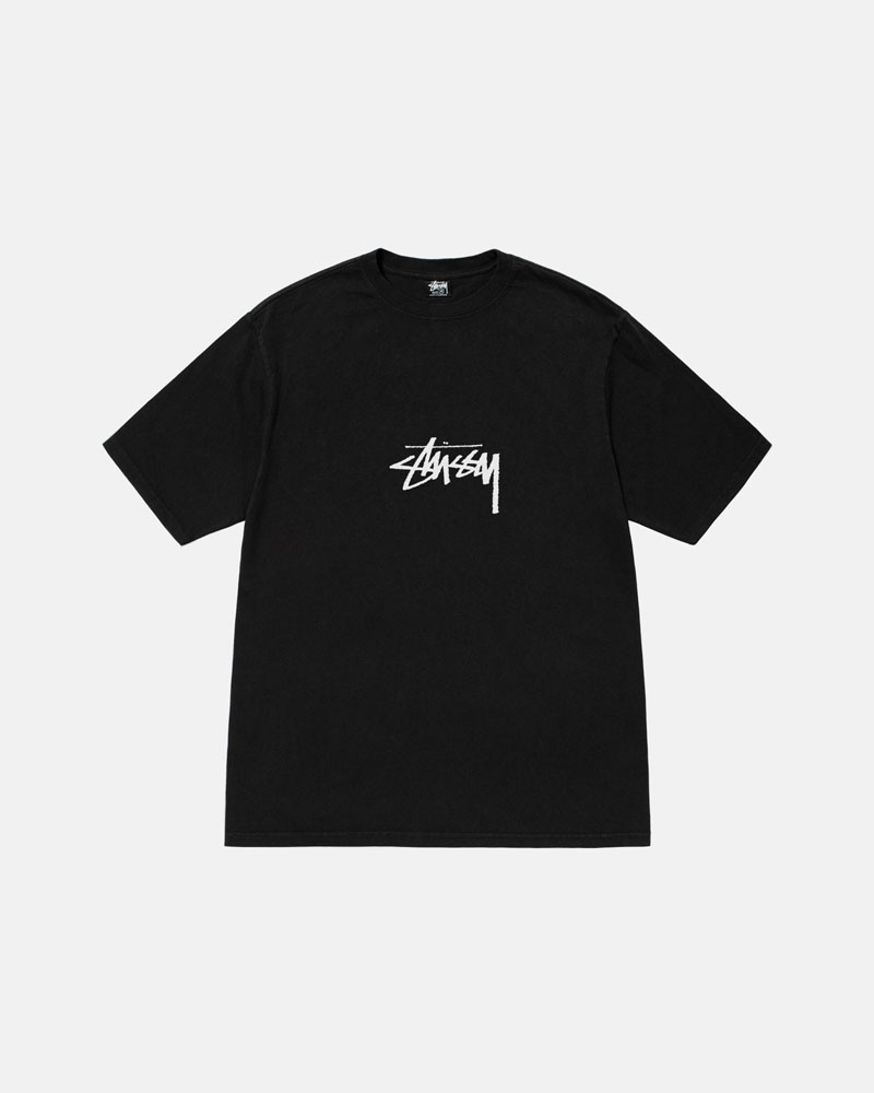 T Shirts Stussy Small Stock Pigment Dyed Noir | ZOZ-83467262