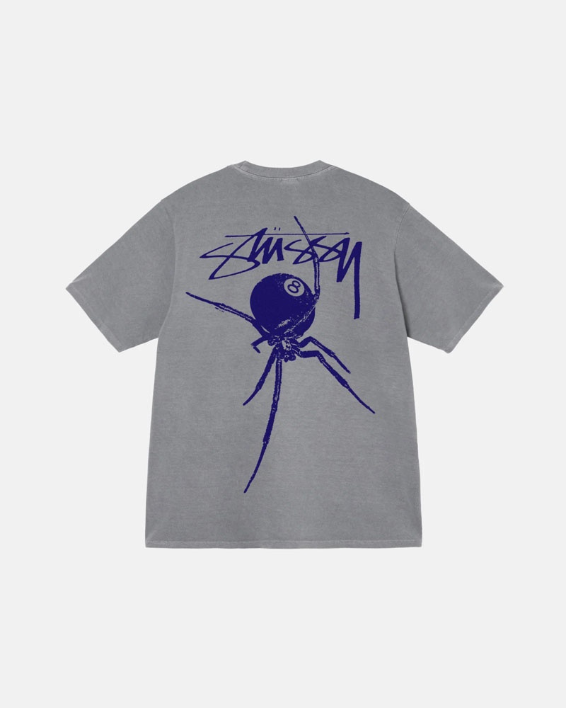 T Shirts Stussy Arachnid Pigment Dyed Grise | WXM-08057035