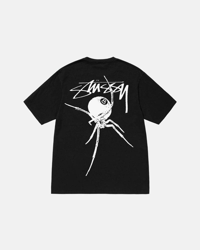 T Shirts Stussy Arachnid Pigment Dyed Noir | WZT-01512029