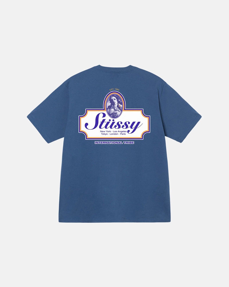 T Shirts Stussy Authentic Bleu | CHI-31673799