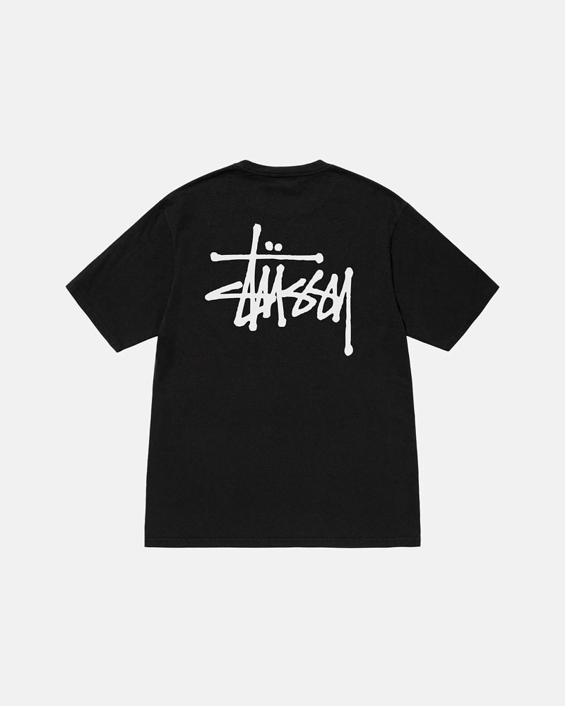 T Shirts Stussy Basic Stüssy Pigment Dyed Noir | PWT-59891422