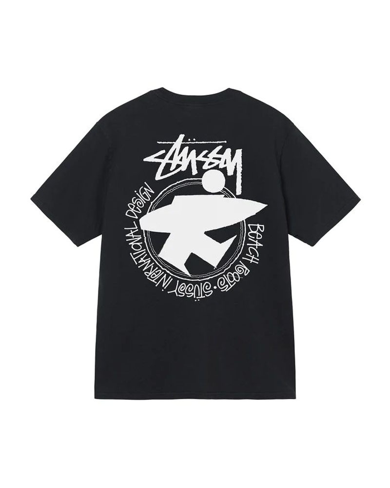 T Shirts Stussy Beach Roots Pigment Dyed Noir | ZWH-18585061