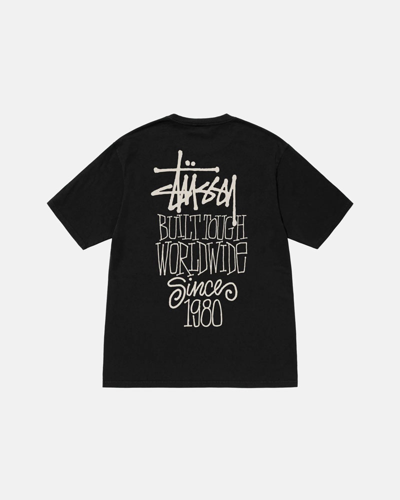 T Shirts Stussy Built Tough Pigment Dyed Noir | VFD-54476088