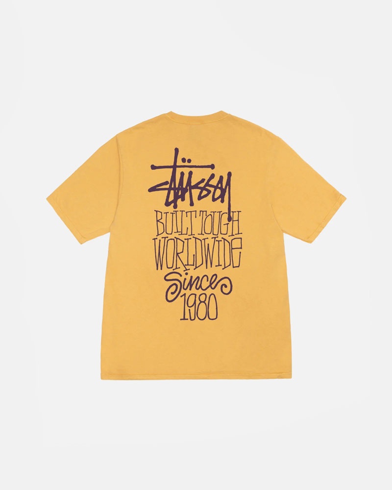 T Shirts Stussy Built Tough Honey Pigment Dyed Orange | BGI-87558016