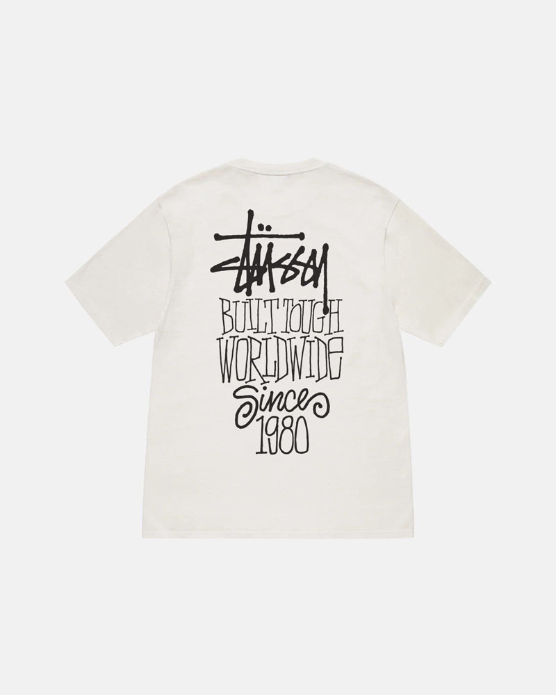 T Shirts Stussy Built Tough Pigment Dyed Blanche | EIE-39719984