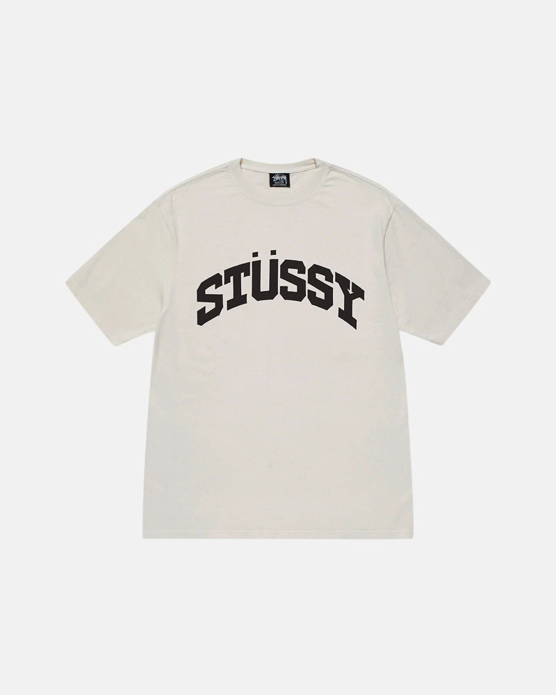 T Shirts Stussy Block Sport Pigment Dyed Beige | PSM-87001601